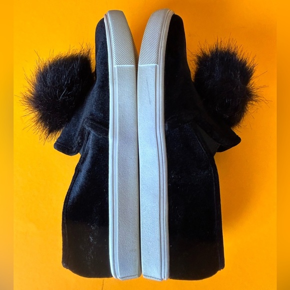 Betsey Johnson Black Velvet Sneakers with Pom Poms - Picture 11 of 11